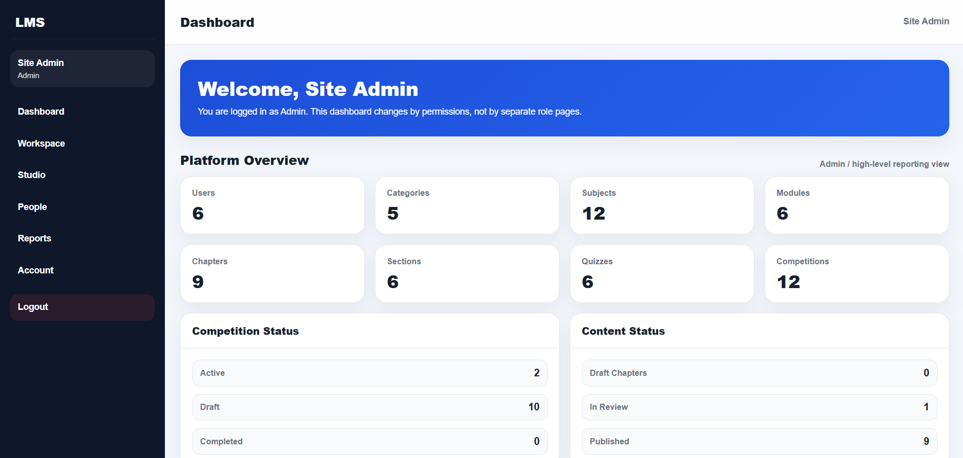 LMS Account Dashboard